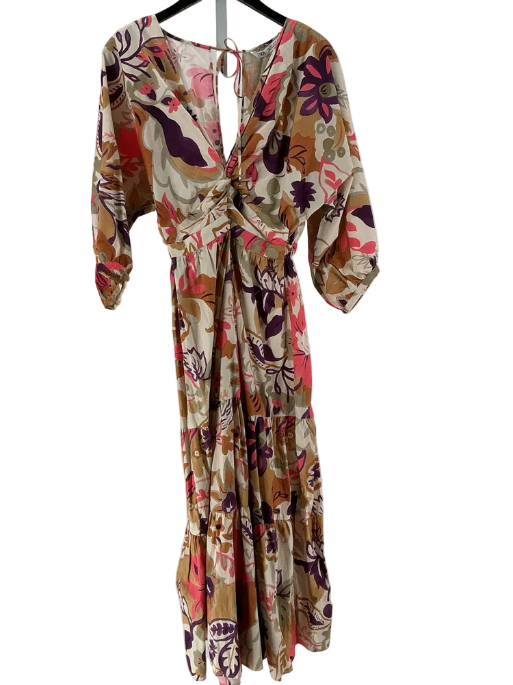 Zara Size L Brown Multi Dress