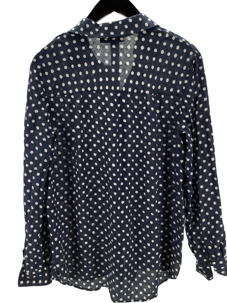 Lafayette 148 Size S Navy & white Brody Shirt