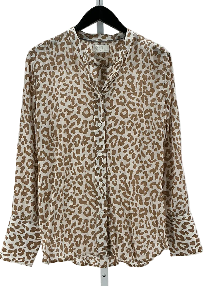 Jcrew Size L Tan & White Shirt