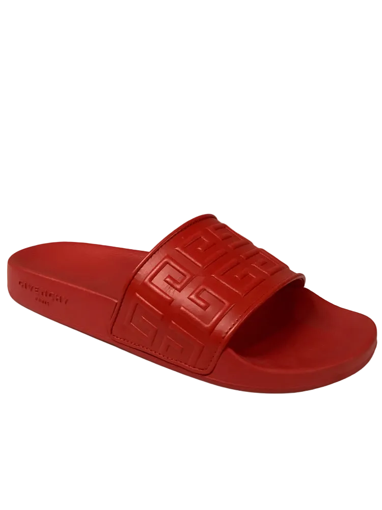 Givenchy Shoe Size 8 Red 4G Logo Slides
