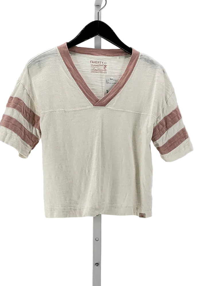 Faherty Size XS Cream & Pink Shirt