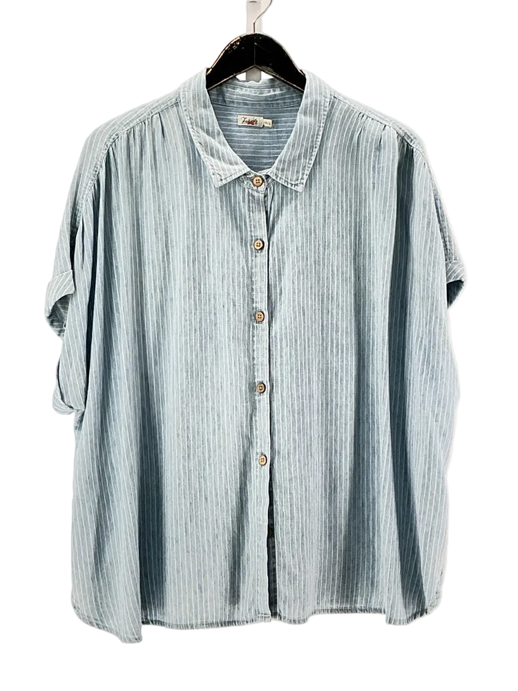 Faherty Size XXL Blue & White Shirt