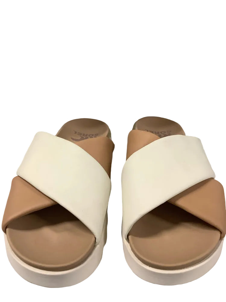 Sorel Shoe Size 9 Tan & Cream Viibe Slides