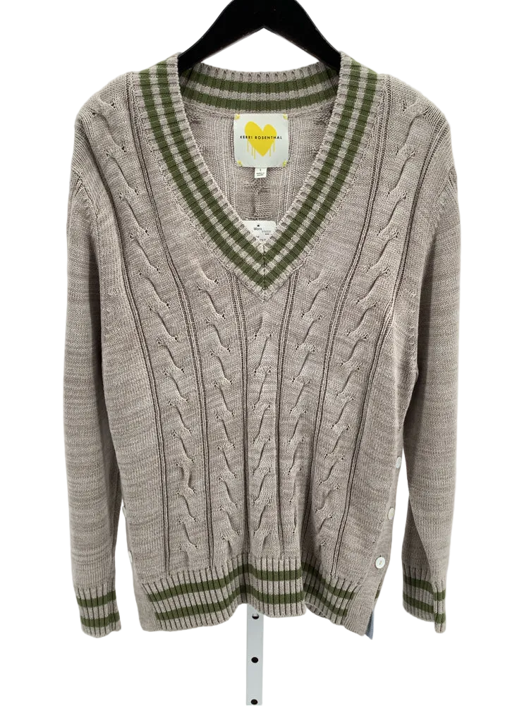 Kerri Rosenthal Size L Tan & Green Patvee Sweater