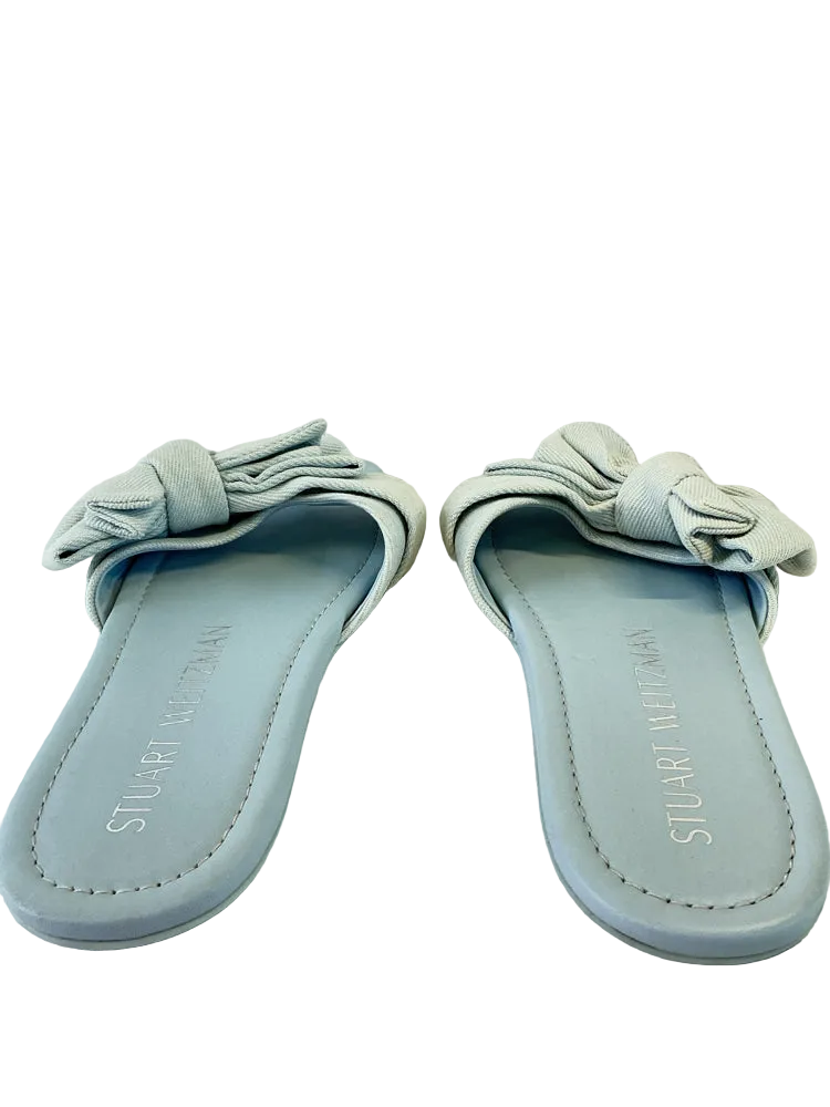 Stuart Weitzman Shoe Size 7.5 Blue LOVEKNOT Slides