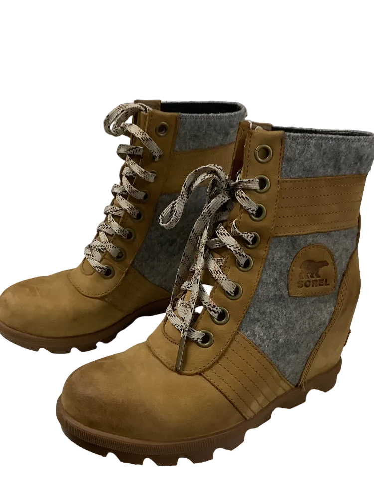 Sorel Shoe Size 8.5 Tan & Gray Lexie Booties