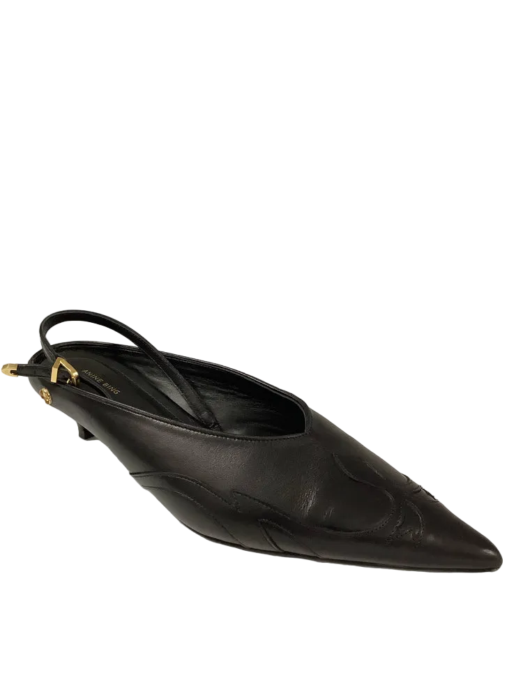 Anine Bing Shoe Size 7 Black Rae Slingbacks