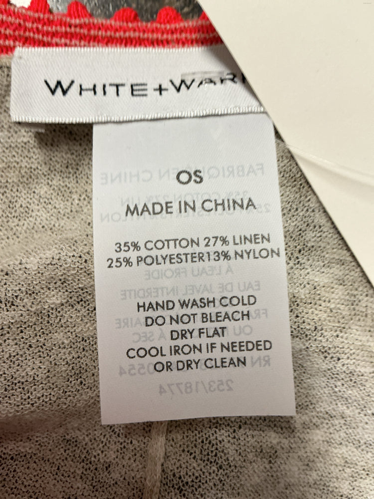 White + Warren Size One Size Tan & Orange Poncho