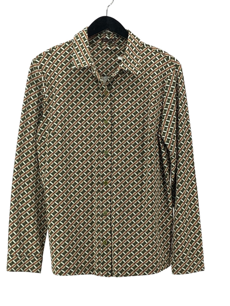 J. McLaughlin Size XL Green & Tan Shirt