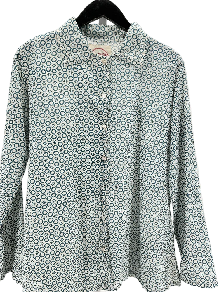 Auntie Oti Size s/m Blue & White Shirt