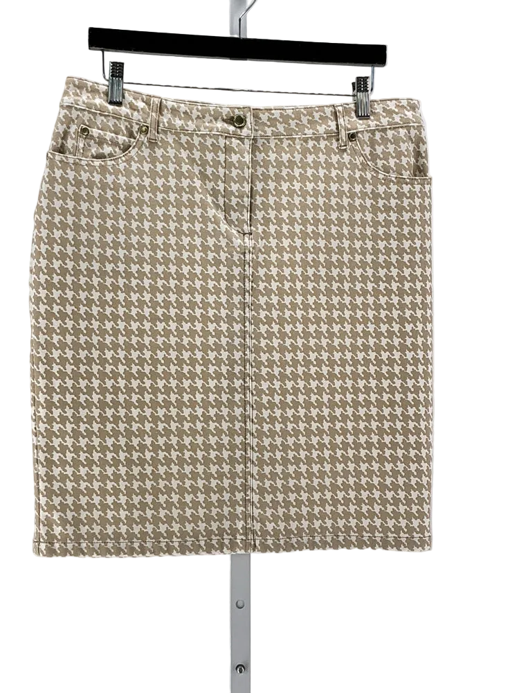 J. McLaughlin Size 12 Tan & White Skirt