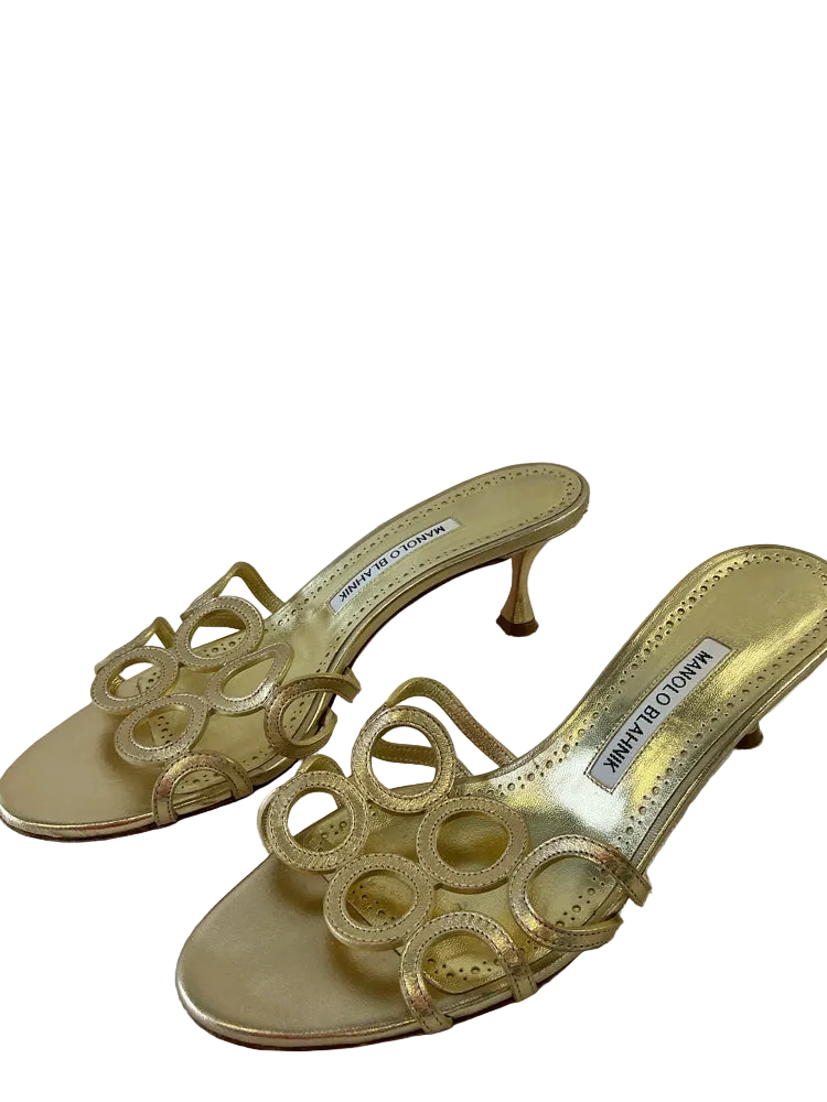 Manolo Blahnik Shoe Size 8.5 Gold Heels