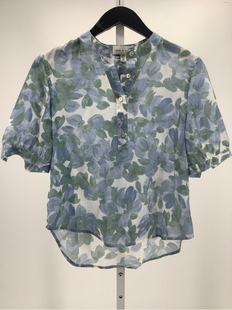 Cloth & Stone Size XS Blue Multi Half-Placket Shirt