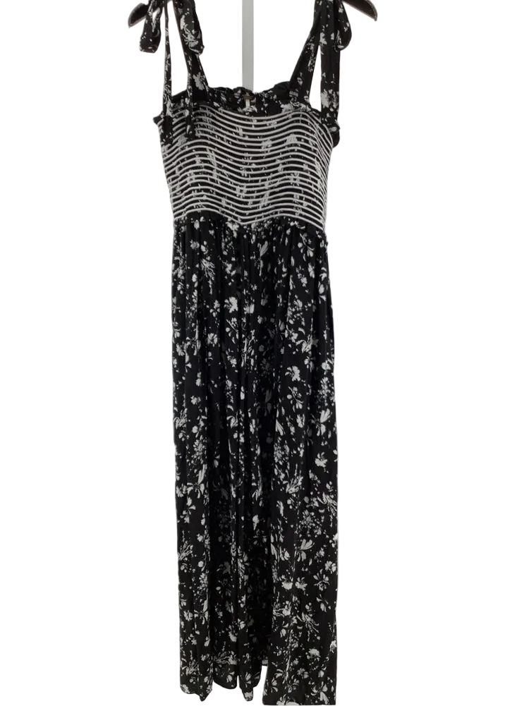 Free People Size M Black & White Jumpsuit
