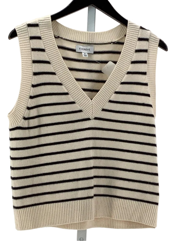 Evereve Size M Cream & Black Sweater