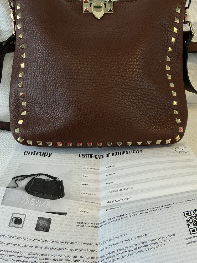 Valentino Brown Rockstud Handbags