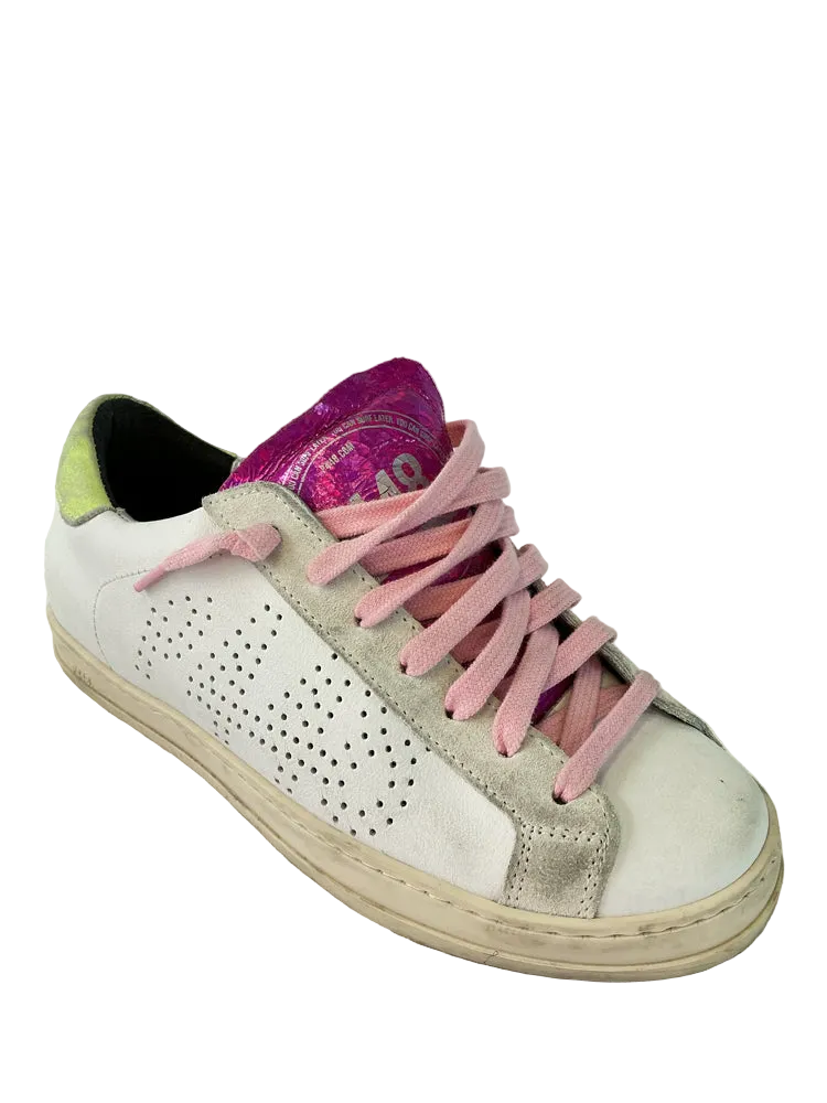 P448 Shoe Size 6 White & Pink Sneakers