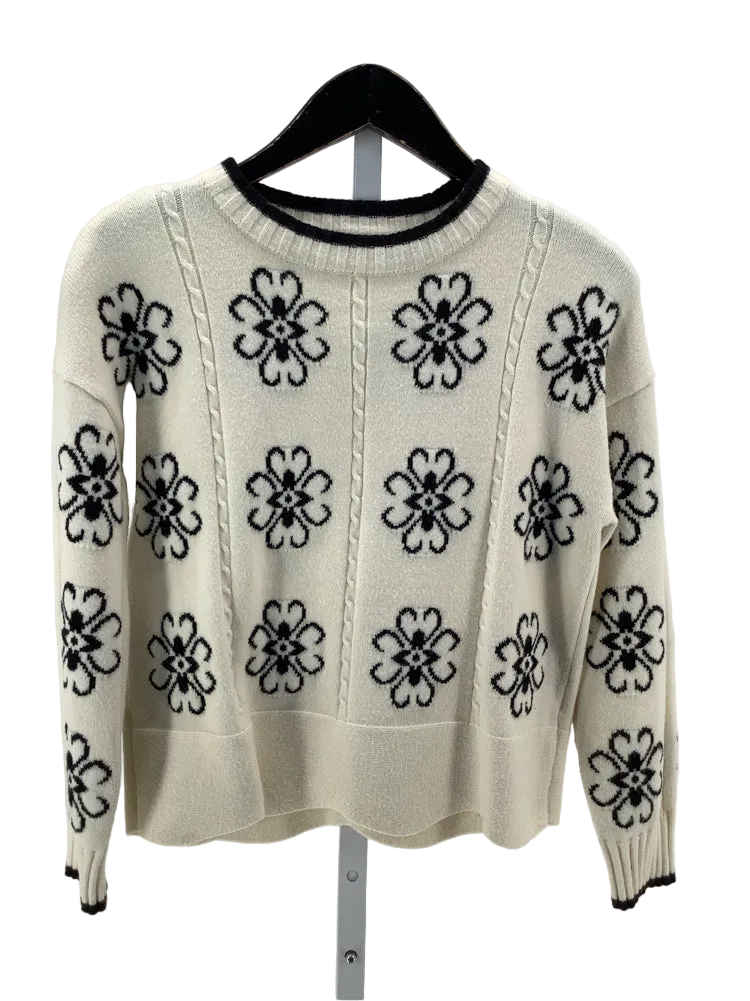 Adrianna Papell Size XS Cream & Black Sweater