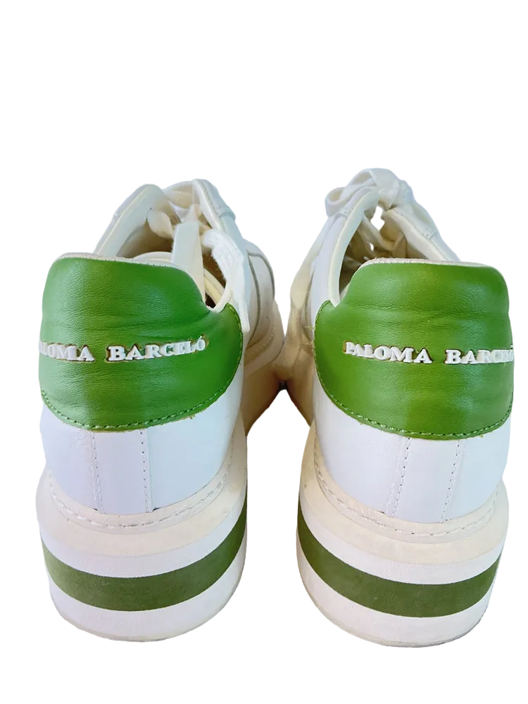 Paloma Barcelo Shoe Size 7.5 Cream & Green Sneakers