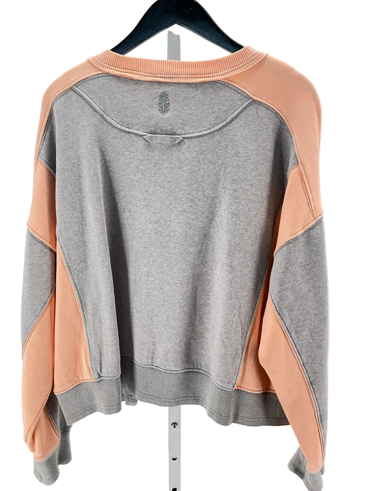 Free People Size L Orange & Gray Sweatshirt