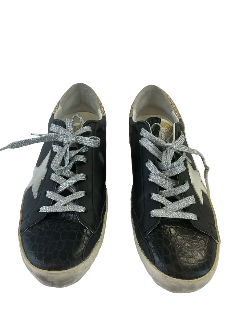 Golden Goose Shoe Size 9 Black Super-Star Sneakers