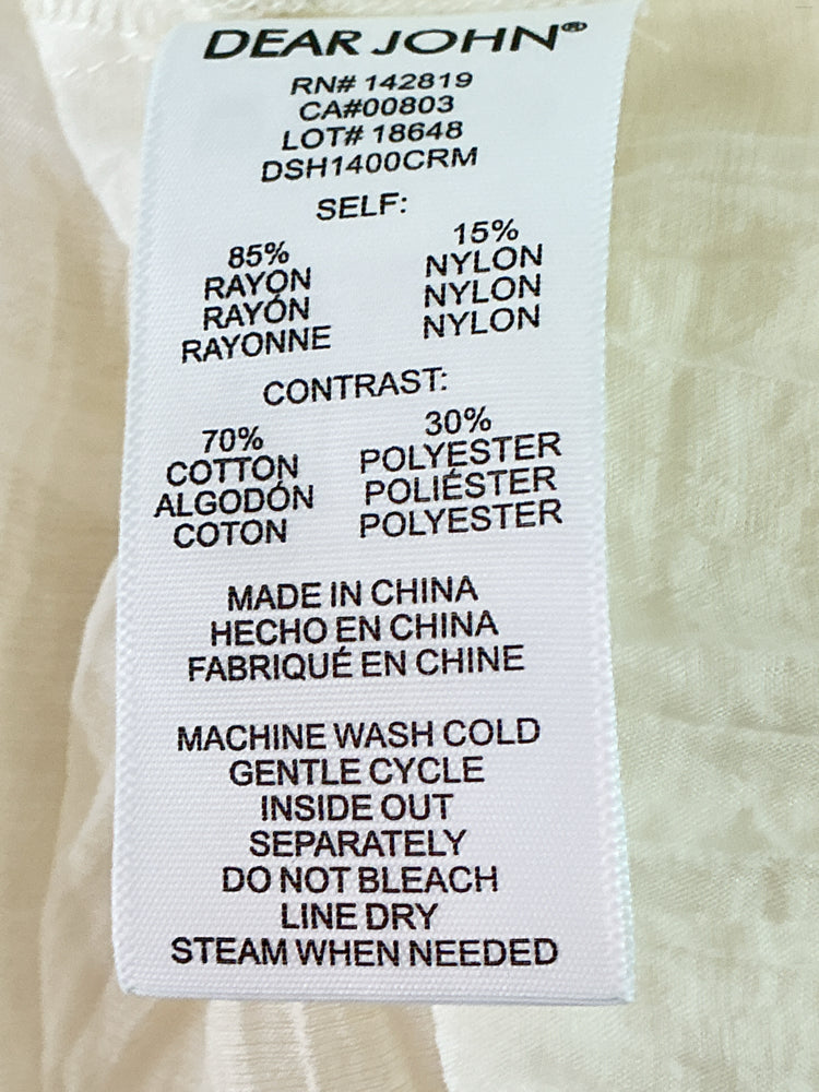 Dear John Size S Cream Shirt