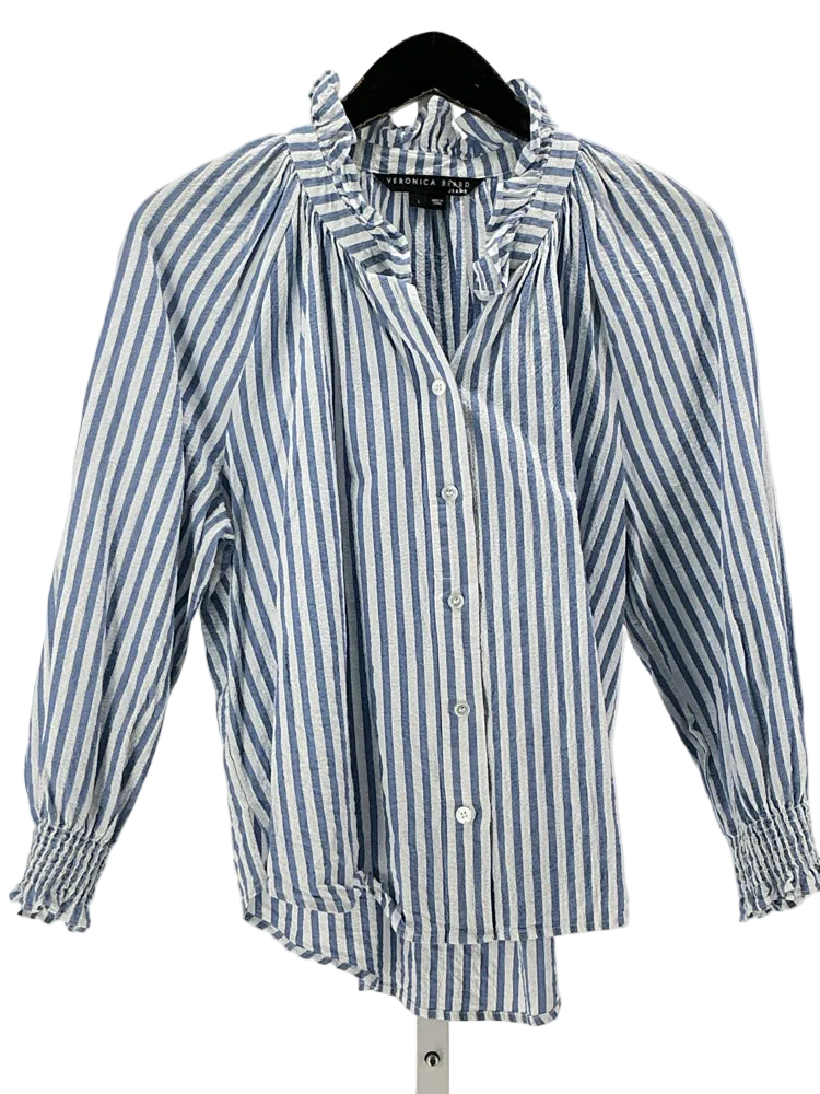 Veronica Beard Size L Blue & White calisto Shirt