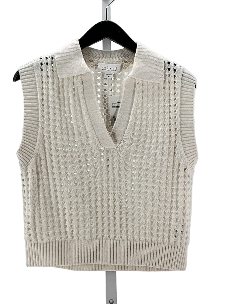 Velvet by Graham Spencer Size XS Cream Taye vest Sweater