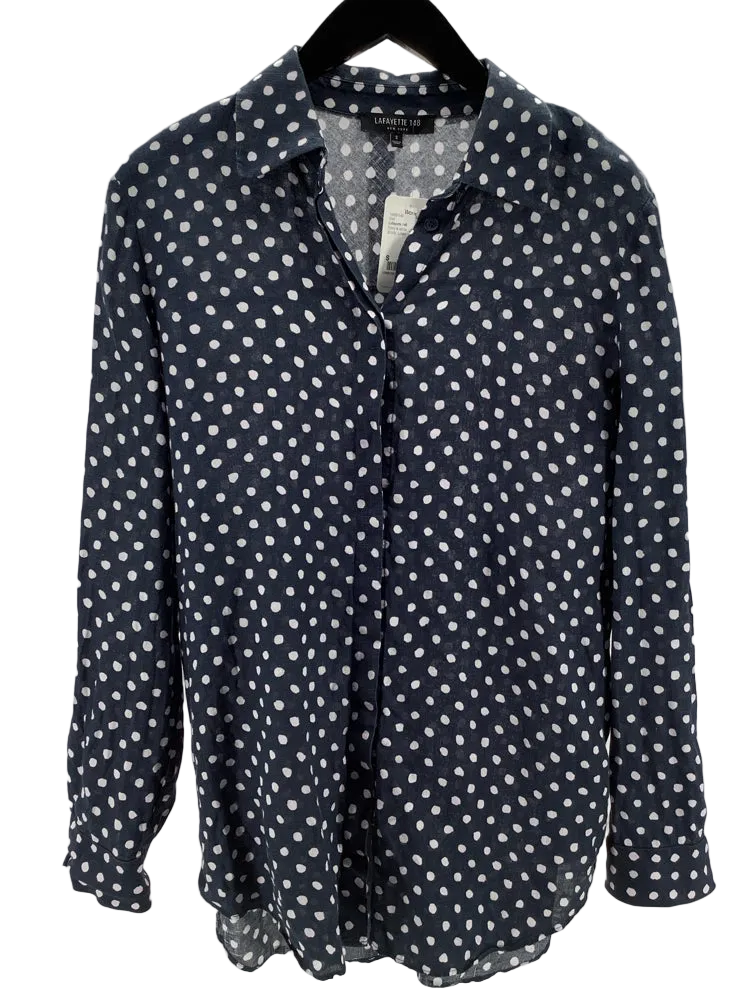 Lafayette 148 Size S Navy & white Brody Shirt