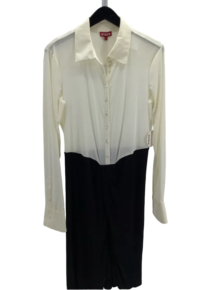 Staud Size L Cream & Black Brendan Dress
