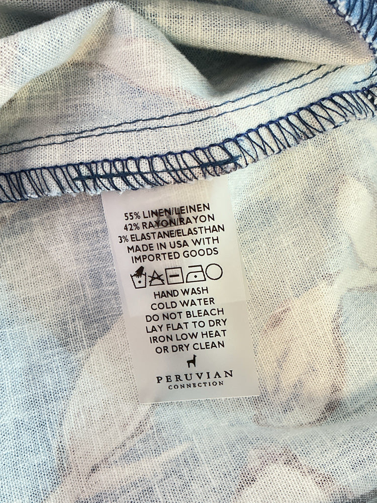 Peruvian Connection Size 12 Blue & White Pants