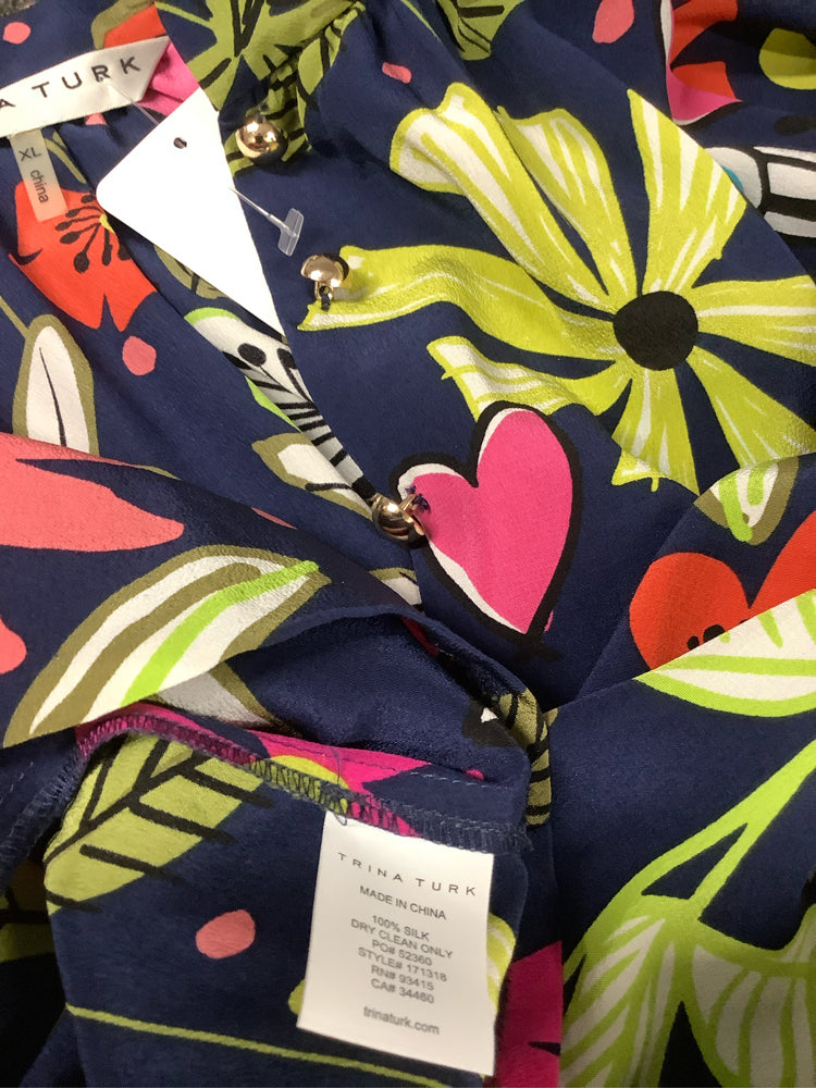 Trina Turk Size XL Navy multi Corozone Dress