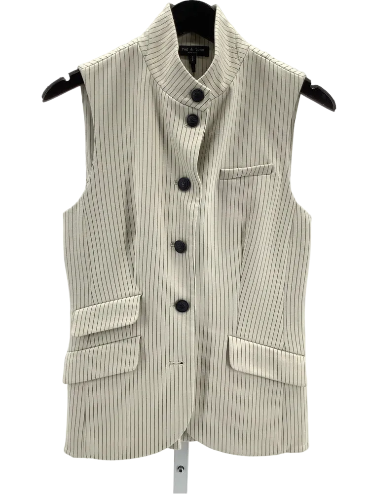Rag & Bone Size S Cream & Black Slade Vest