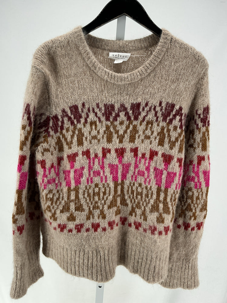 Velvet by Graham Spencer Size M Tan Multi Sweater