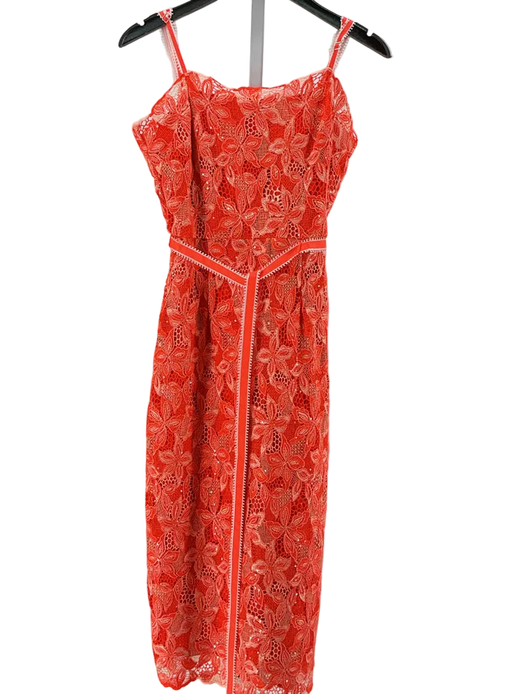 Alex Marie Size 4 Orange & White Dress