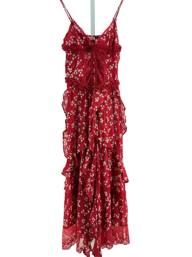 Free People Size XS Red multi Hearts Desire Dress