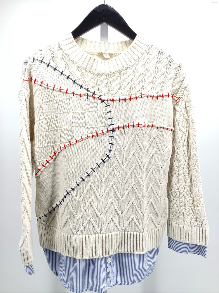 Pilcro Size XXS White multi Twofer Sweater