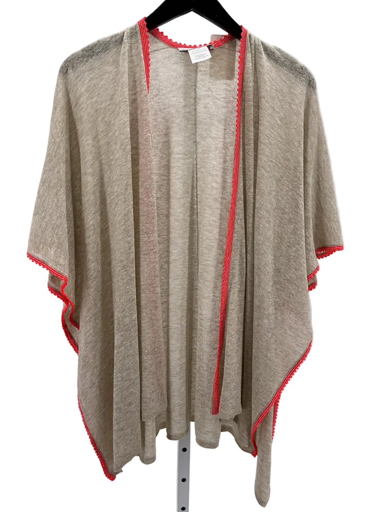 White + Warren Size One Size Tan & Orange Poncho