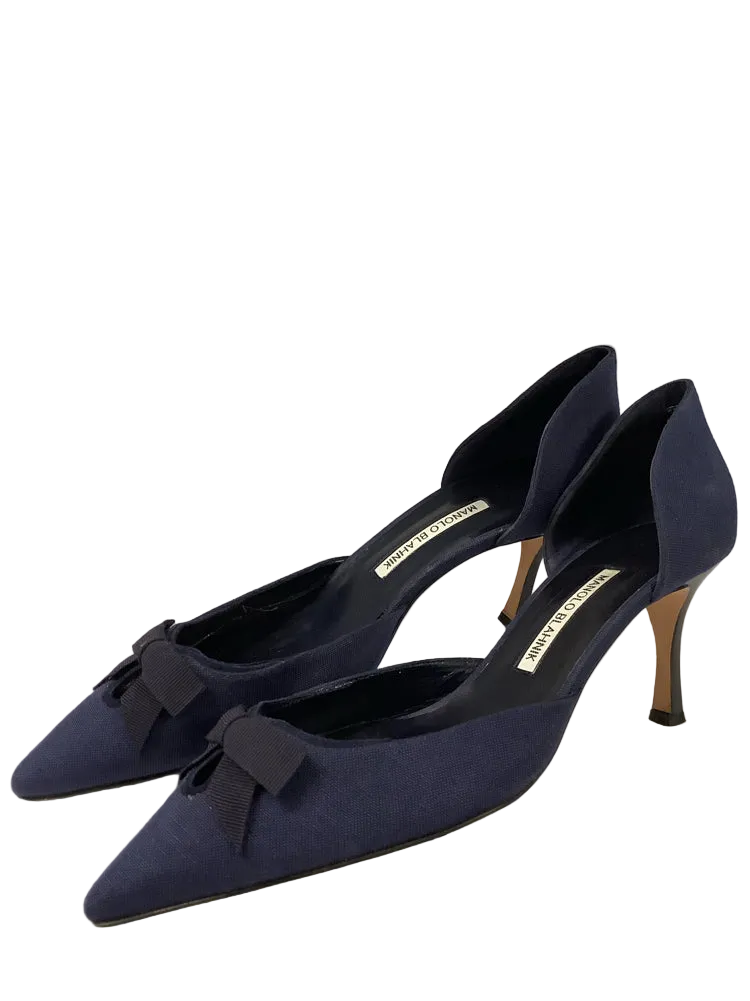 Manolo Blahnik Shoe Size 10.5 Navy Heels