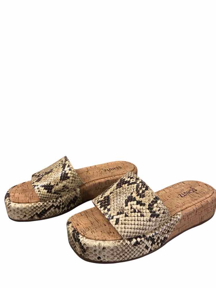 Schutz Shoe Size 10 Tan Multi Yara Wave Slides