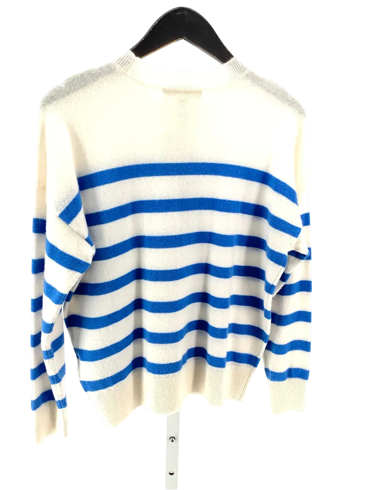 Madewell Size XXS Cream & Blue Sweater