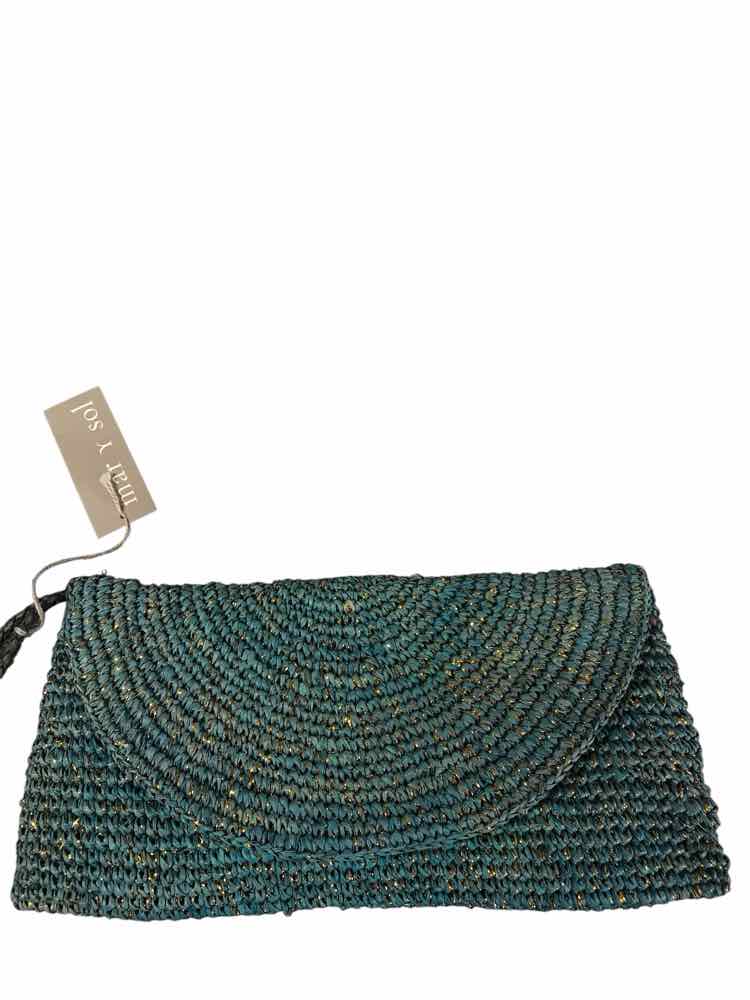Mar Y Sol Green & Gold Clutch