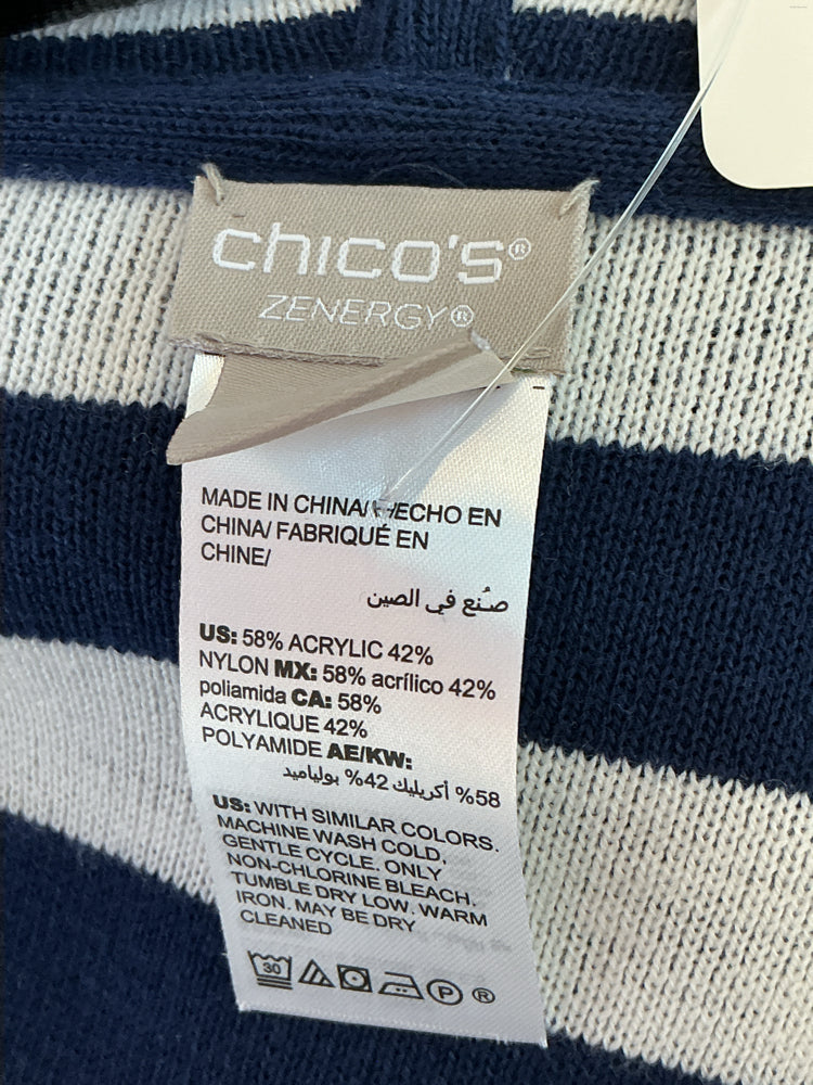 Chico's Size M Navy & white Cardigan