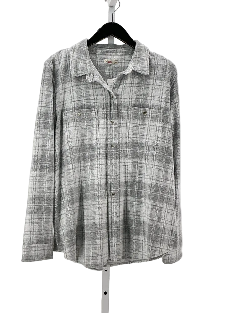 Faherty Size XL Gray & White Shirt