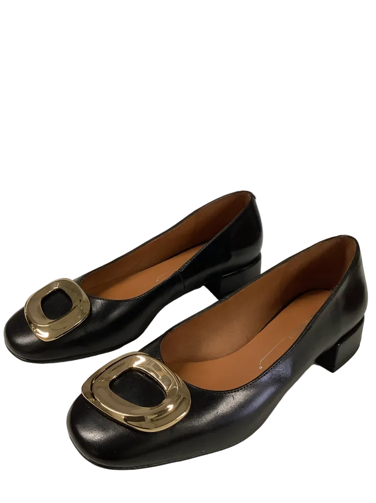 Intentionally Blank Shoe Size 6 Black & Gold Mister Heel Flats