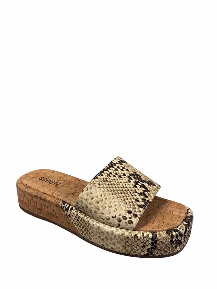 Schutz Shoe Size 10 Tan Multi Yara Wave Slides