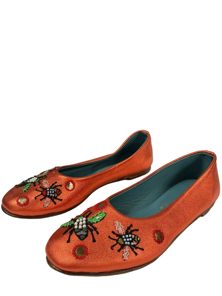Meher Kakalia Shoe Size 7.5 Orange Multi Flats