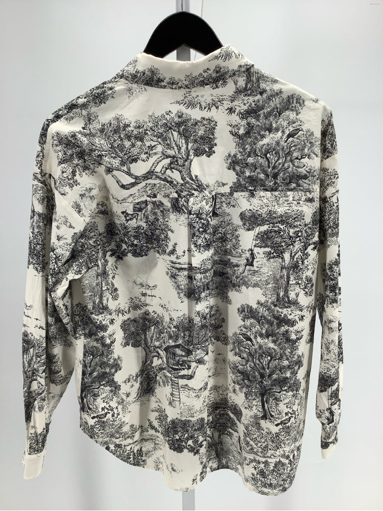 The Nu Vintage Size S Cream & Black Jardin Noir Shirt