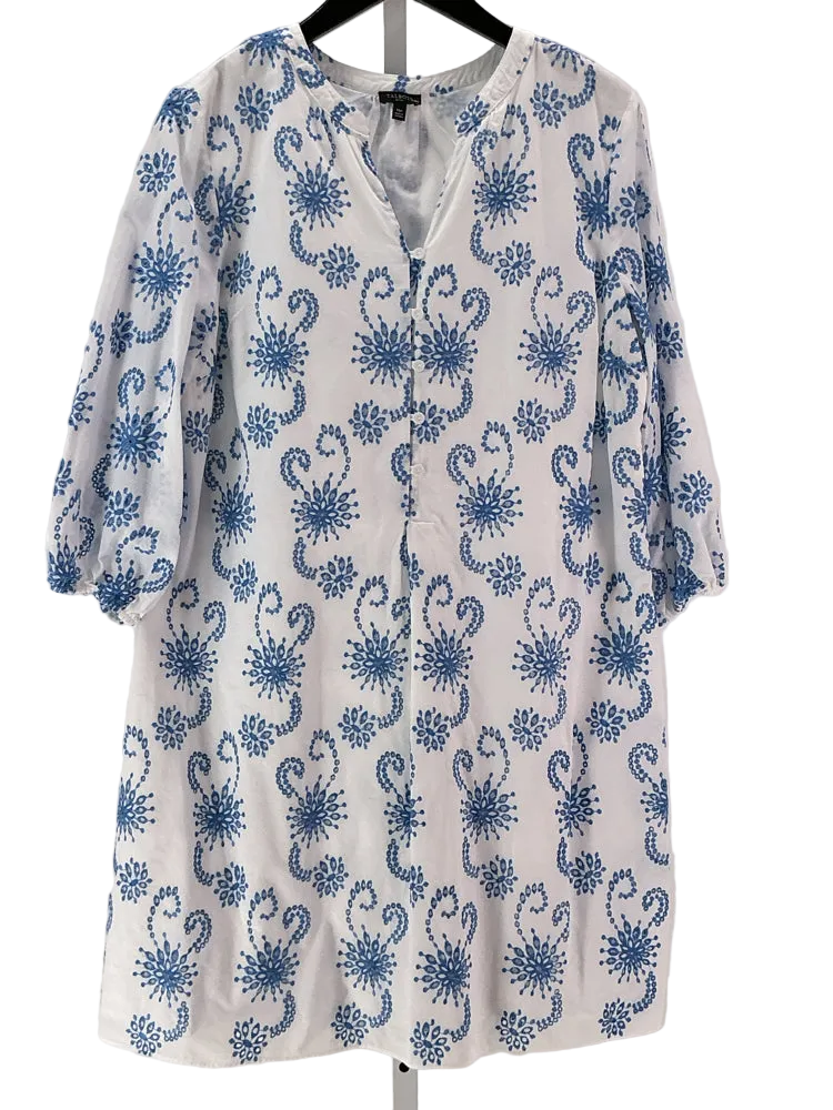 Talbots Size 16P Blue & White Dress