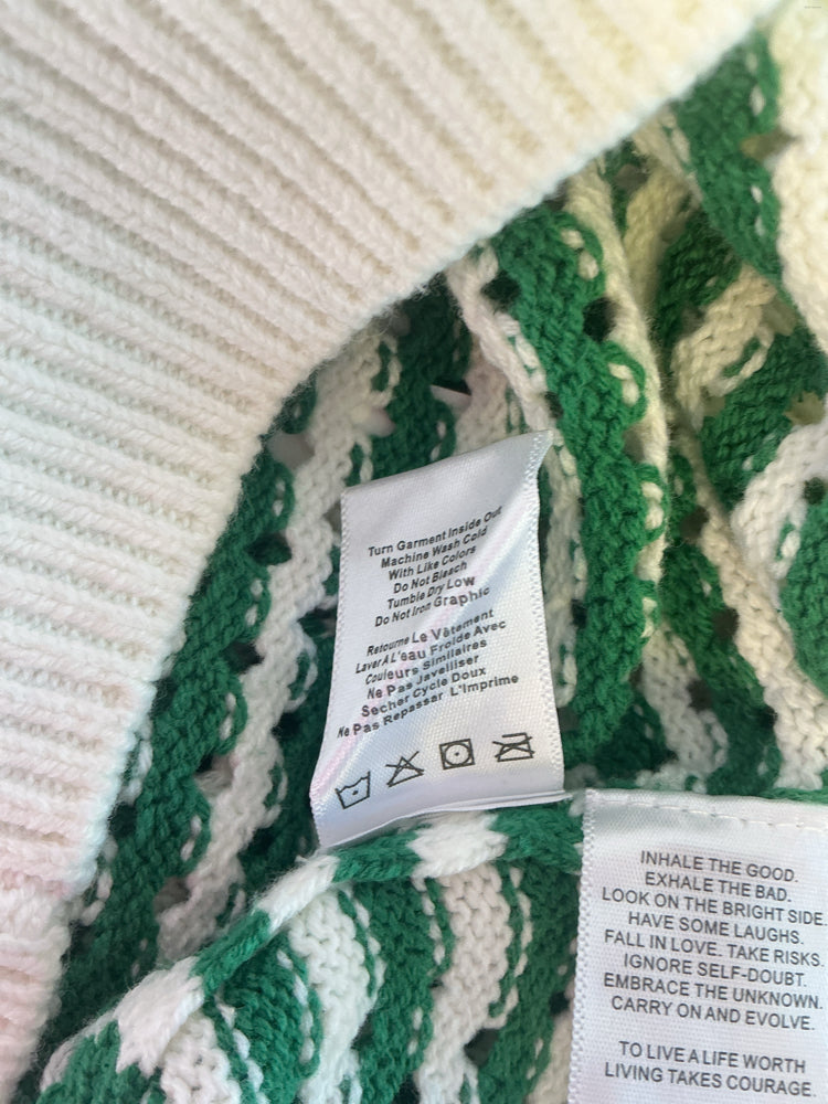 Spiritual Gangster Size XS Green & White Sweater